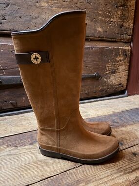 CHARLESTON SHOE CO. Chestnut Suede Knee-High Riding Boots